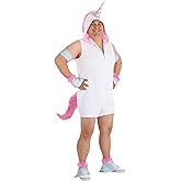 Dreamicorn Men's Plus Size Costume - Romper with Hood, Mane, Horn, Tail, Arm Bands