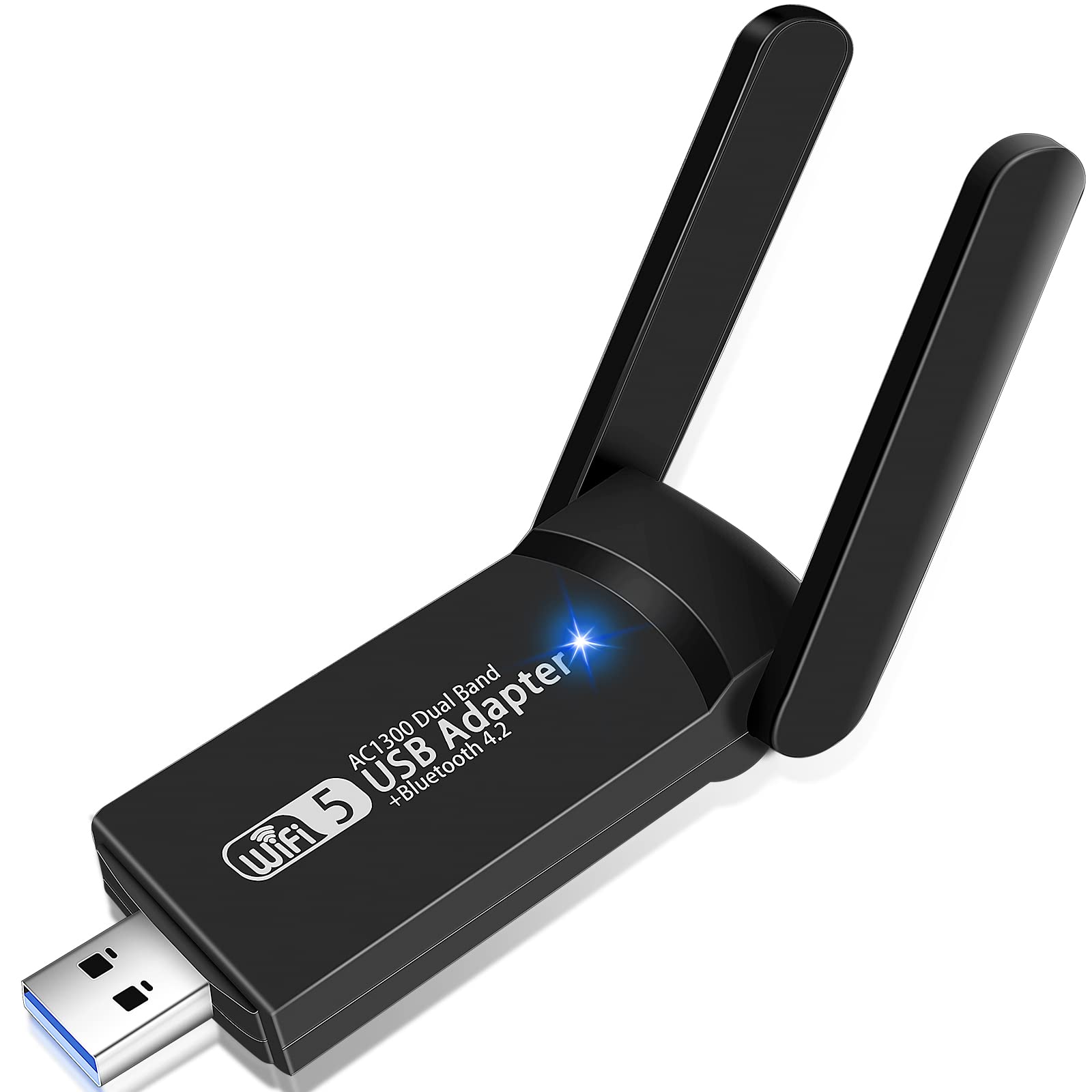 Photo 1 of USB WiFi Bluetooth Adapter, 1300Mbps Dual Band 2.4/5Ghz Wireless Network External Receiver, Mini WiFi Dongle for PC/Laptop/Desktop