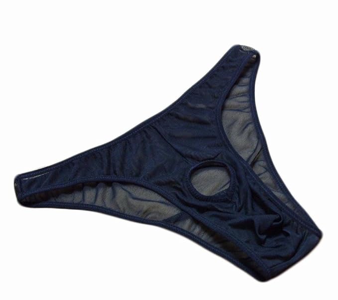 Qingsun Herren Hohle Shorts Slips G-String Tanga Transparent Bikini Slips durch die Penis und Hoden Penis Loch vorn Männliche