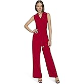 Tommy Hilfiger womens Sleeveless Collared V Neck Straight Leg Jumpsuit