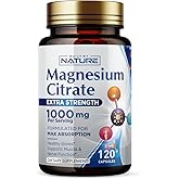 Magnesium Citrate 1000mg - Max Absorption & High Potency Magnesium Complex Supplement for Heart, Muscle, Nerve, Bone Health & Stress Relief - Non-GMO, Gluten-Free - 120 Vegan Capsules