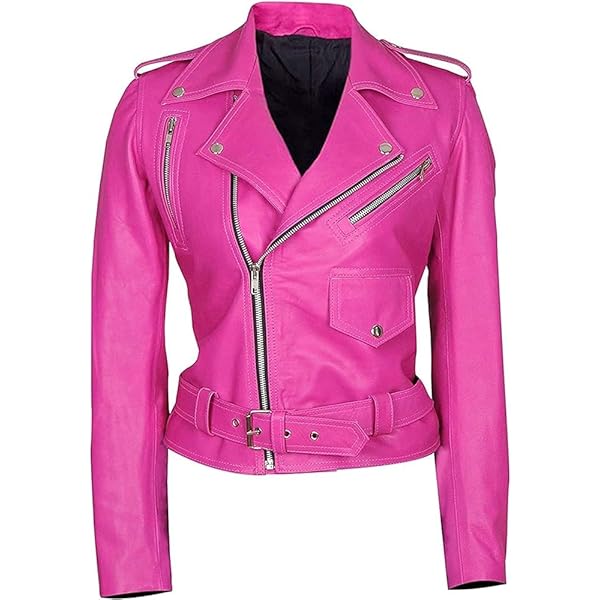 Womens Hot Pink Leather Jacket Biker Jacket Women Lambskin Leather