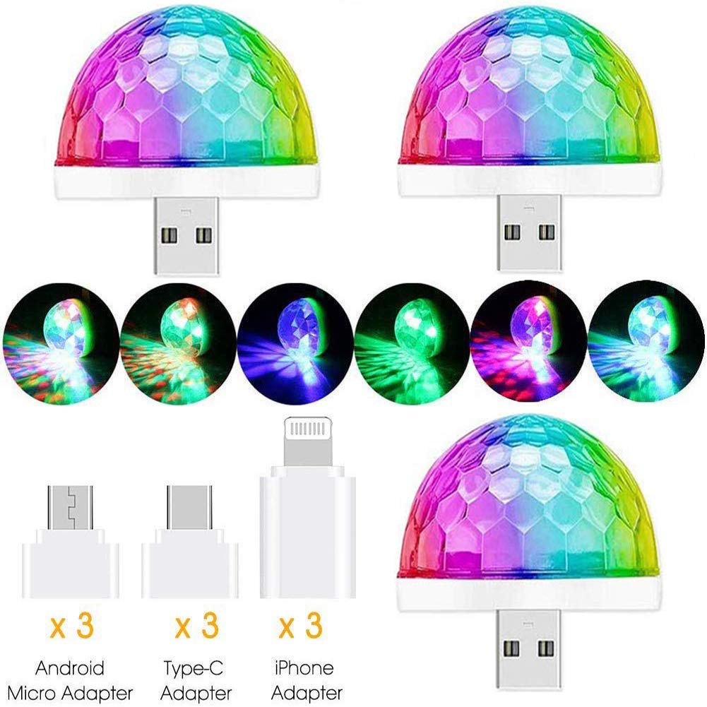 Boule Disco De Commande Vocale Usb Lampe De Scene Mini Led Commande Sonore Lumiere Disco Light Effet Dj Ball Cristal Deco Soiree Fete Anniversaire Mariage Ktv Lot De 3 Projecteurs Pour Scene