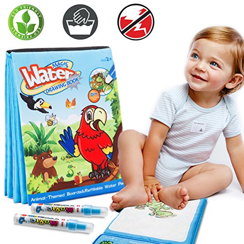 Magic Water Drawing Book Water Painting & Coloring Book With 2 Magic Pen Kids Educational Learning Toy Best Toddler Toys Gifts For Boy Girl Age 2 3 4 5 Year Old Travel Activities For Kids