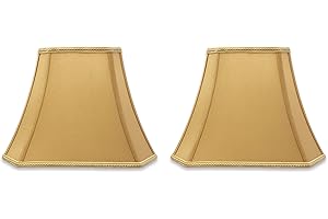 Royal Designs, Inc. Set of 2 Rectangle Cut Designer Bell Lamp Shade, Medium Fabric Silk Shade with Spider Fitter, Antique Gold, 8 x 16 x 12, DSO-68-16AGL-2, Pack of 2