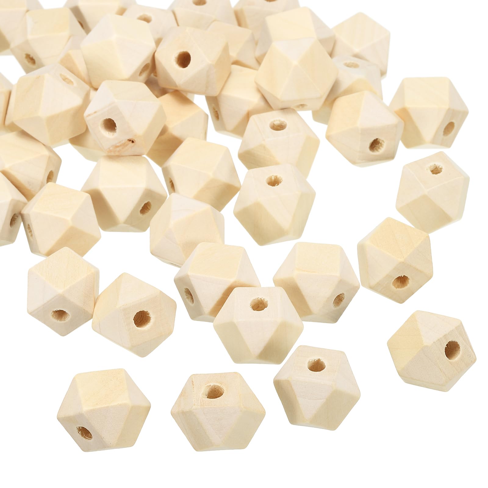 PATIKIL 16mm Hexagonal Wooden Craft Beads, 100 Pack Brown Wood Color — image 1