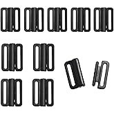 TUPWELY 10PCS Black Plastic Buckles Front Closure Hook Clasp Fasteners Sew on Clothes Bra Clip Hooks Sewing Supplies Bikini Closure Lingerie Sewing Replacement Part(1.2+1.5CM)