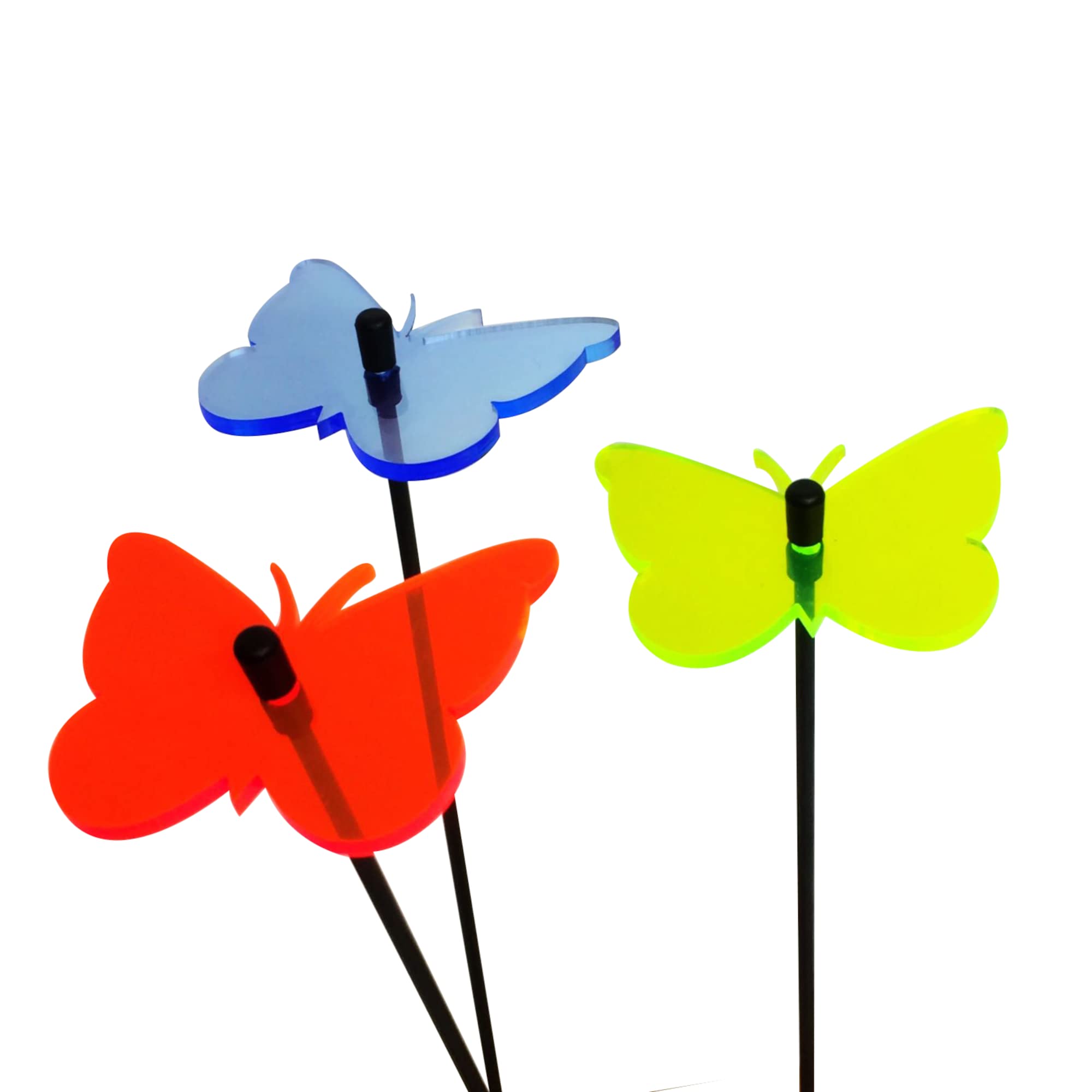 Sun Catcher Garden Decor Ornaments Glowing Gatekeeper Butterfly Set of 3 Garden Stakes 25cm,10 inch high Outdoor Yard Fun Gardeners Gift, Colour:orange/blue/green (3) BG