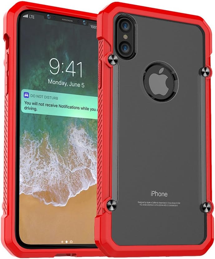 Prosper iPhone X Case Back Cover,Rugged Armor Shockproof TPU+PC Case for iPhone X Mobile Phone,Premium Protection Perfect Fitting(Red)