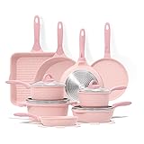JEETEE Pink Pots and Pans Set Nonstick