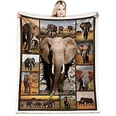 Juirnost Elephant Blanket for Women Men - Wild Animal Lover Gifts - Soft Plush Reversible Throw for Couch, Bed, Sofa, Travelling, Camping - 50" x 60"