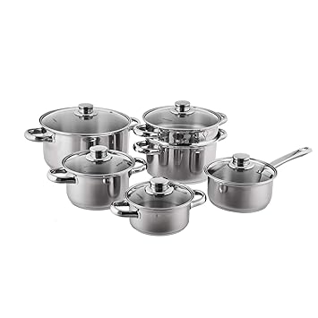 Original Steinbach Topfset Simero | 6-teilig | Edelstahl | mit Deckel | mit Dämpfeinsatz | Töpfe | Kasserolle | Innenskalieru