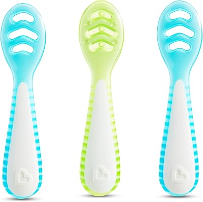 Munchkin Gentle Dip Multistage First Spoons 3 Pack Blue Green 4+ Months