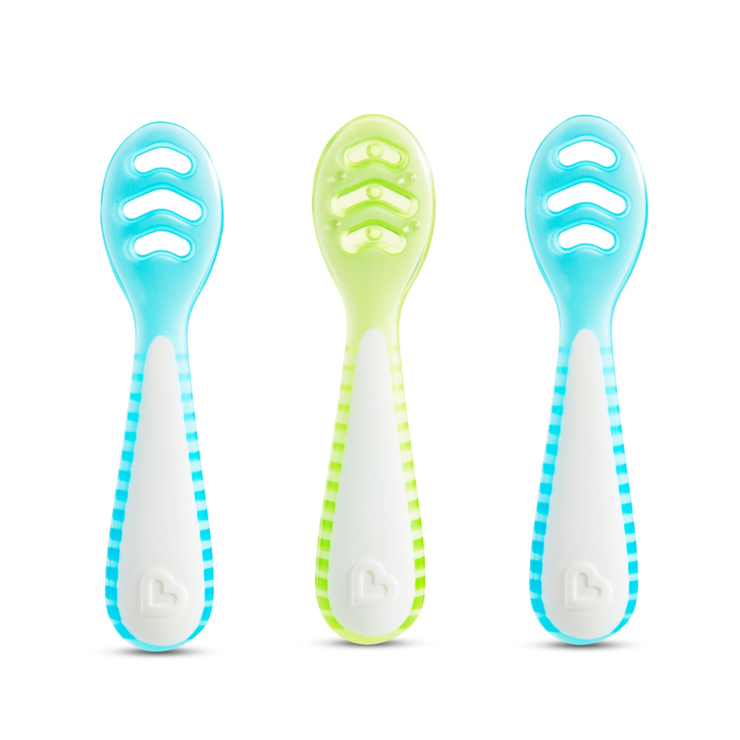 Munchkin Gentle Dip Multistage First Spoons| Weaning Spoons for Babies 4+ Months | Ideal for Baby-Led Weaning | Ergonomic Design | BPA-Free | Blue & Green | 3 Pack