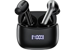 ZINGBIRD Wireless Earbuds 60Hrs Playtime Bluetooth 5.4 Headphones Stereo Bass Ear Buds IPX7 Waterproof Sport in-Ear Earphones with Charging Case Ear Bud Build in Mic for Music Call Workout Fitness Android iOs