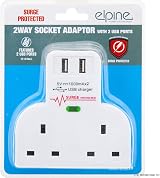 BARGAINSGALORE Surge Protected Double Socket 2 Gang Plug 2 USB Ports Power view 7