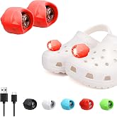 Vergissm Rechargeable Flashlights, 2 PCs LED Headlight, Waterproof Hands Free Flashlights with 3 Lighting Modes for Kids Adults, Novelty Shoe&rsquo;s Lights for Camping (Red)
