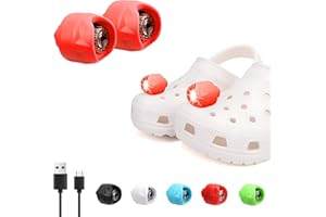 Vergissm Rechargeable Flashlights, 2 PCs LED Headlight, Waterproof Hands Free Flashlights with 3 Lighting Modes for Kids Adults, Novelty Shoe’s Lights for Camping (Red)