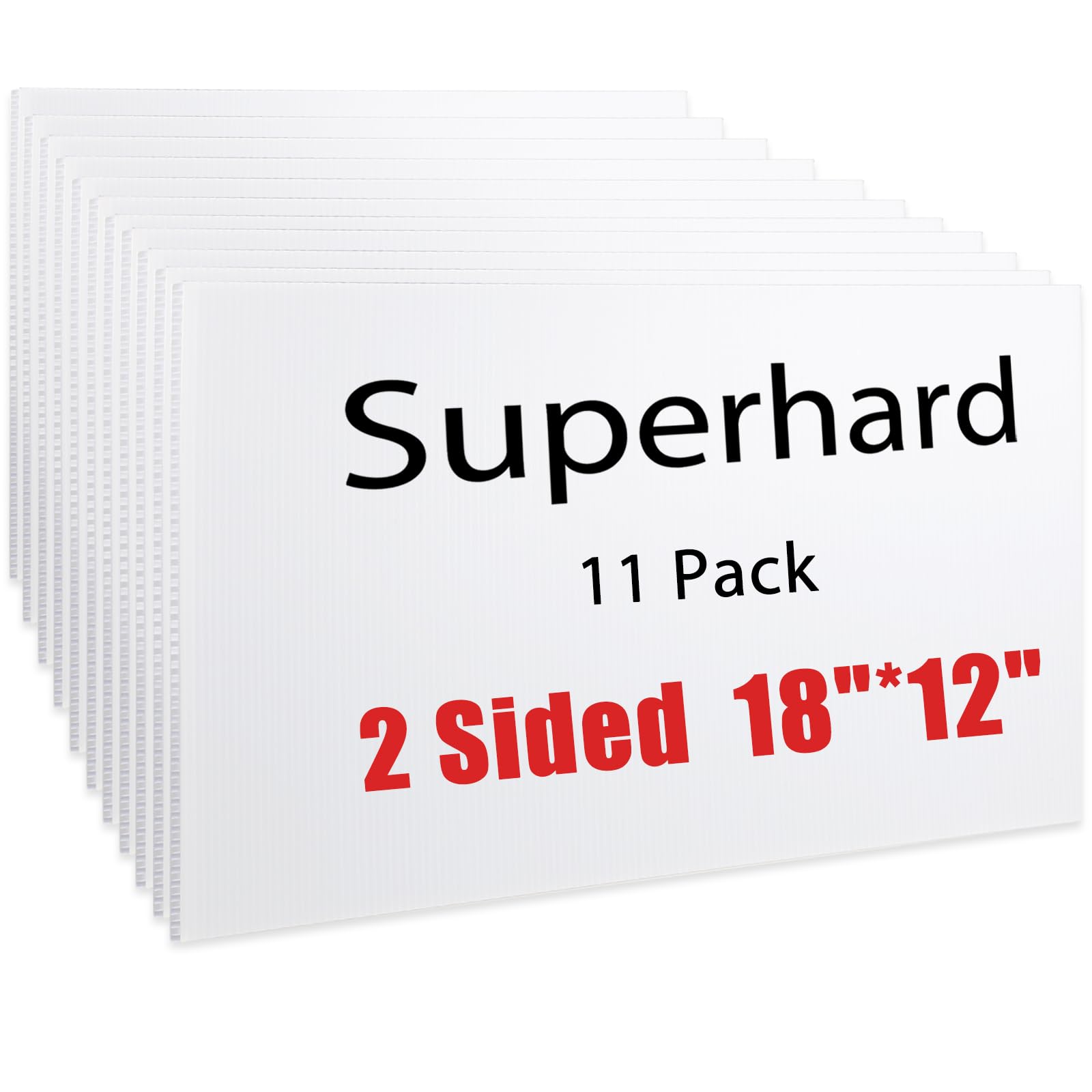 Photo 1 of 11 Pcs 18 x 12 Inches Corrugated Plastic Sign Waterproof Blank Board Sheets White Double Sided Poster Board for Yard, Garage Sale, Rent, Birthday Party, Guidepost Decorations