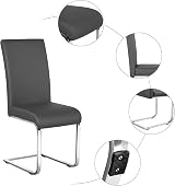 Yaheetech Modern Set of 4 Dining Chairs Leather PVC Chair with Metal Legs Dark view 5