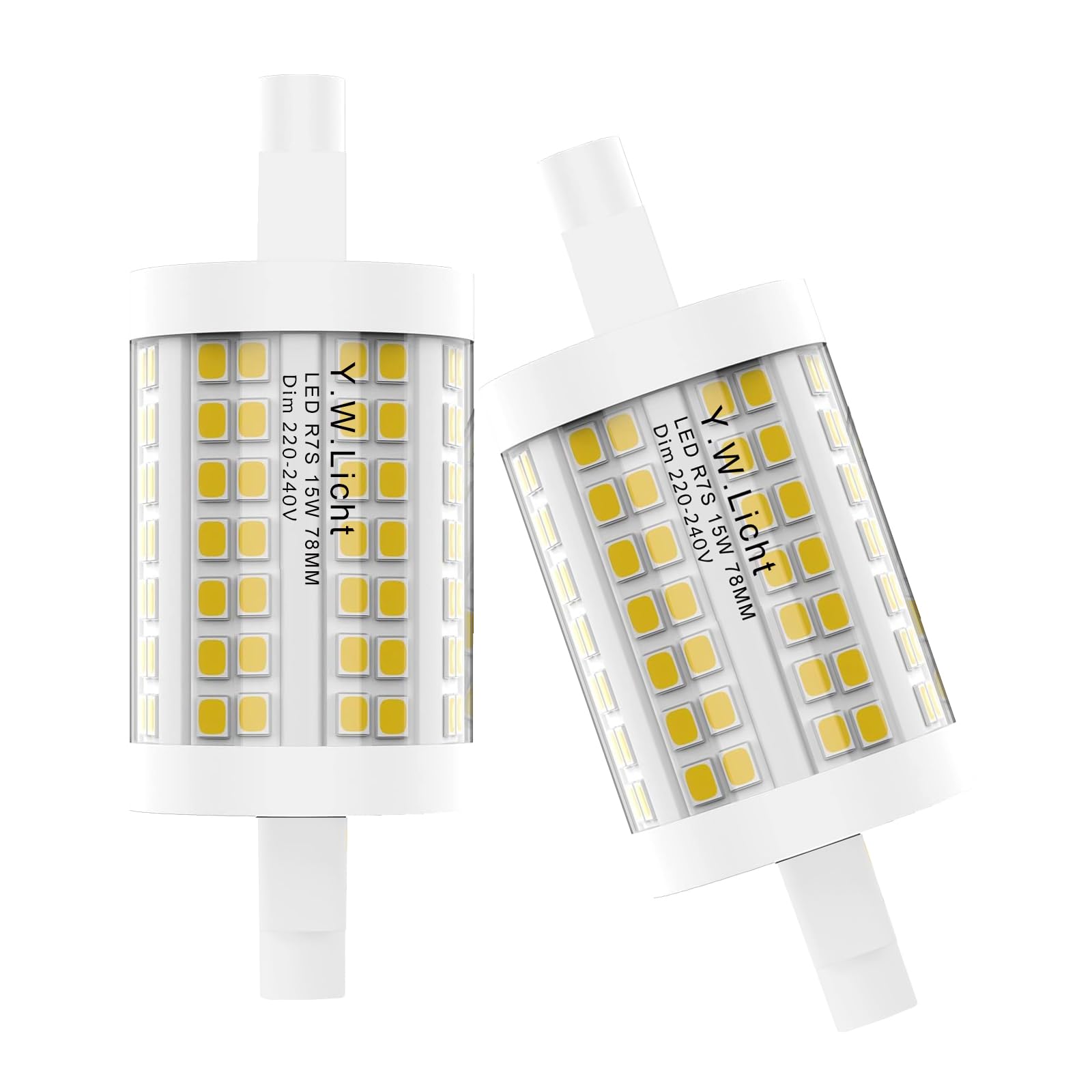 Y.W.Licht R7S LED Bulb 15W 78mm Dimmable 4000K Floodlight J78 Double Ended Light Bulb Replacement for 150W Halogen Bulb R7S Linear Flood Lighting as Wall Lamp (Pack of 2)