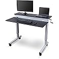S STAND UP DESK STORE Crank Adjustable 2-Tier Standing Desk with Heavy Duty Steel Frame (Silver Frame/Black Top, 48 inch Wide