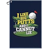 Juoqg I Like Big Putts and I Cannot Lie Golf Towel, Funny Golf Bag Towel with Clip, Golfing Accessories for Men Women, Birthday Retirement Gifts for Golfer Sport Fan, Golfing Gifts for Dad Grandpa