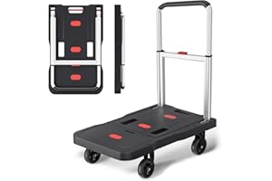 CYNEBABY Platform Hand Truck Portable Trolly - Fully Folded Compact Push Cart, 330lbs Capacity Heavy Duty Dolly Practical Handling Tools for Household Industrial, Noise Reduction Office Moving Truck