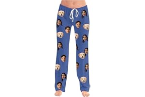 TIMIFIS Custom Pajama Pants with Photos Personalized Funny Face Print Christmas Pjs Casual Long Pants for Men Women Unisex