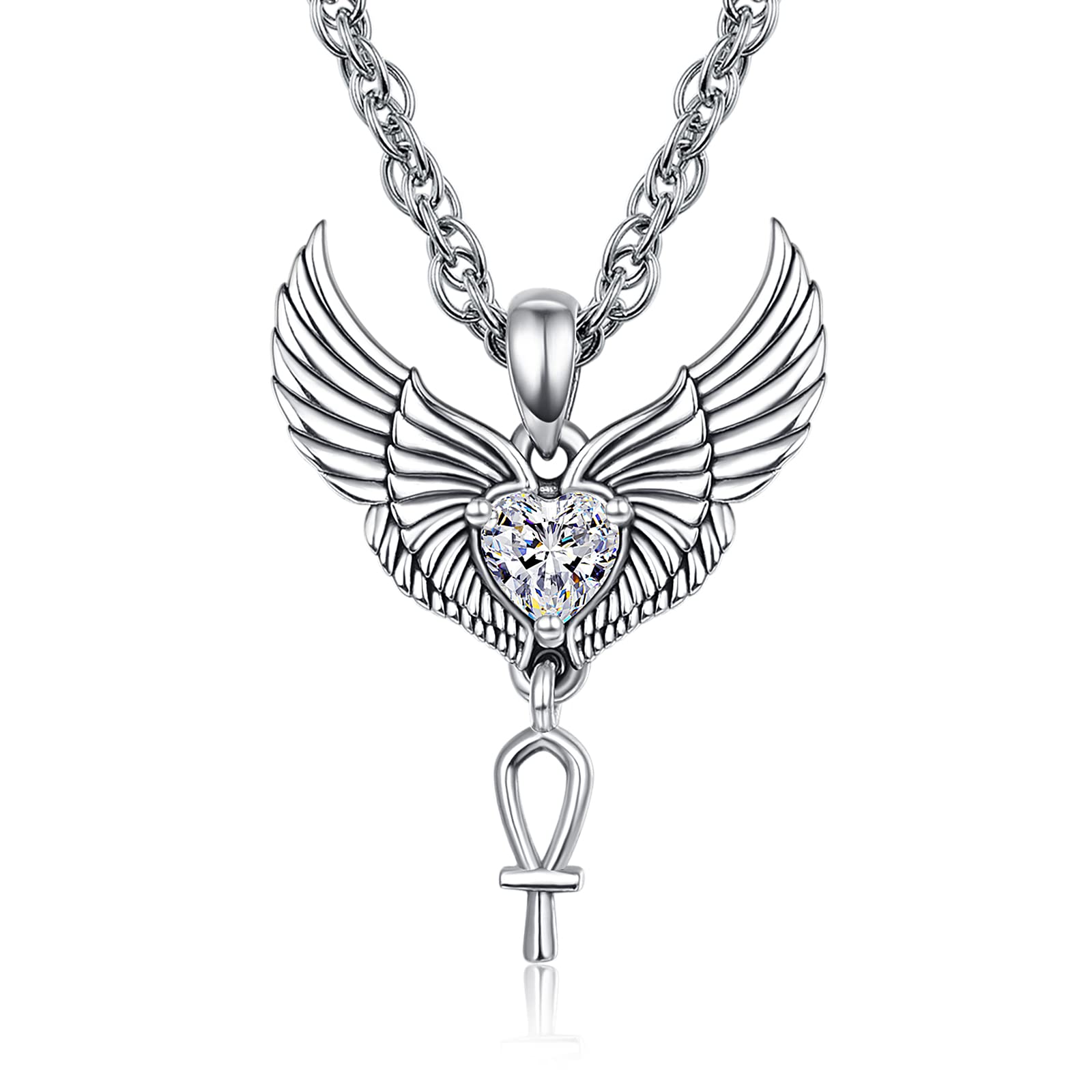 praymos Celtic Knot Necklace Irish 925 Sterling Silver Religious Cross Protective Triquetra Trinity Triangle Pendant Necklace Jewellery for Men Women