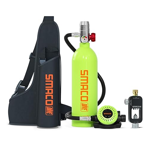 SMACO Mini Scuba Tank 1L Small Diving Tank up to 20 Minutes Dive Time ...