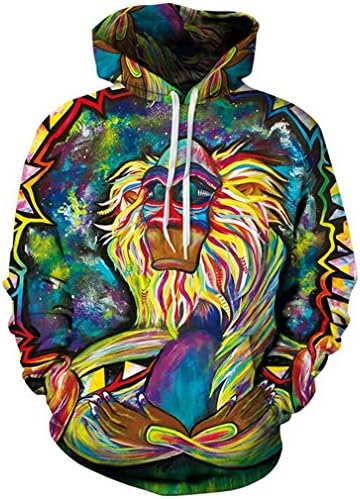 Fsanly 3D Hoodies Men Psychedelic Monkey 3D Printed Sweatshirts Autumn Winter Women Pullover Mens Casual Cap Tracksuit