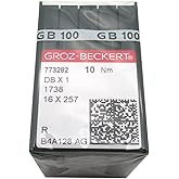 GROZ-BECKERT Needle in CKPSMS Clear Plastic Box- 100PCS Groz Beckert DBX1 1738 16X257 Sewing Machine Needles (Needle Size:16/100)
