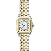 Casotime Women's Gold Watch, Vintage Rectangular Case Reloj para Mujer with Roman Numeral Dial, Small Bracelet Band, Water Resistant, Includes Adjustment Tool