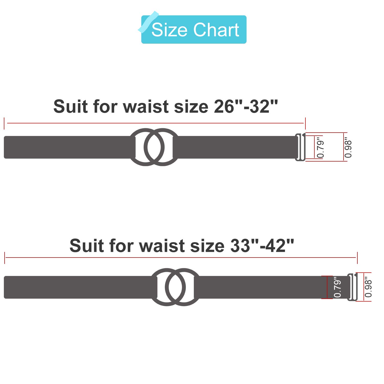 Women Stretch Belt for Dresses Elastic Web Waist Belt with Double O-Ring Buckle（Fits Waist 26\
