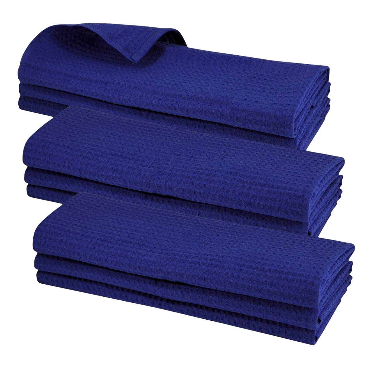 9 x tea towels made from 100% cotton waffle piqué in blue
