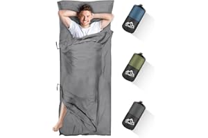 LSTRAGY Sleeping Bag Liner, Updated Adult Sleep Sack & Travel Sheets with Foot Zipper, Lightweight and Portable Camping Sleeping Bag Liners - Ideal for Backpacking, Hostels and Camping