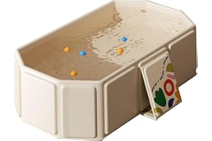 Foldable Baby Bathtub, Safe PVC Collapsible Baby Bathtub with 5 Ocean Balls, 27.6x29.5x9.8 Inch Portable Bath Tub with Toys f
