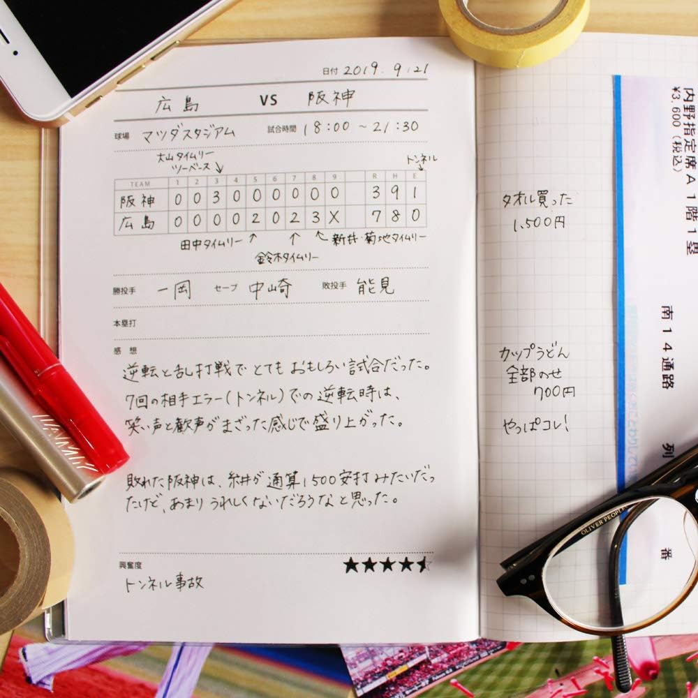 Amazon 野球 ノート 記録 野球観戦ノート グリーン プロ野球 観戦 スコアブック チケット 趣味ノート ノート 文房具 オフィス用品