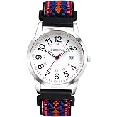 Lancardo Braided Elastic Strap Watch: Analog Quartz Adjustable Stretch Band Arabic 24-Hour Large Dial Casual Sport Wristwatch for Men Women Easy-to-Read