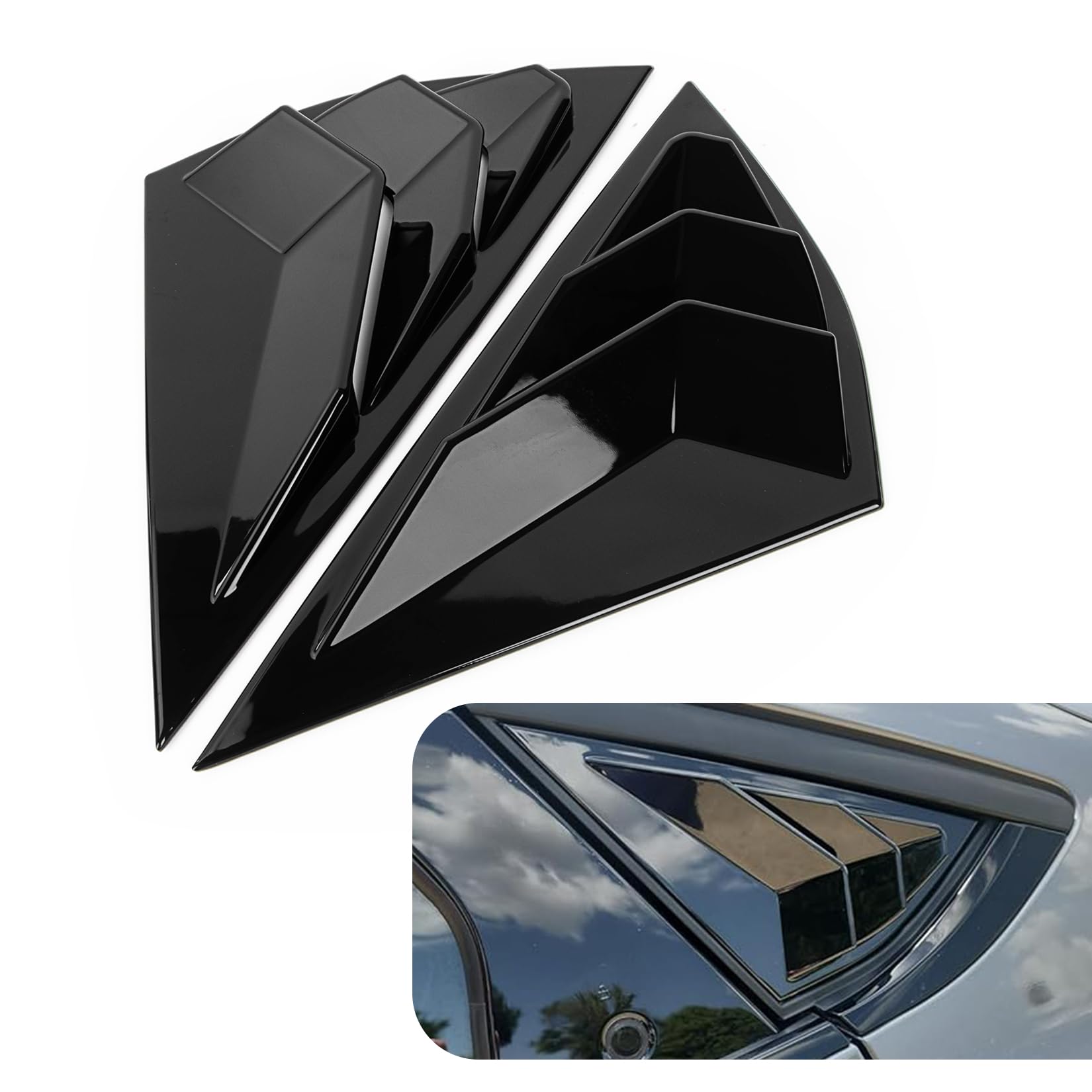 Photo 1 of PSLER Side Scoop Louvers Cover for Mach E 2021 2022 2023 2024 2025 Window Visor Cover (Glossy Black)