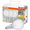 Osram Drop Shape Base Classic P Led Non-Dimmable Lamp, Glass, Warm White, E14, 4 W, Set Of 3