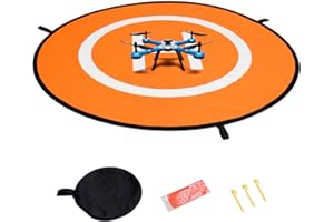 QWORK Double Sided Helicopter Landing Mat, Waterproof 110cm/43" Drones Landing Pad Compatible with RC Helicopter, Antel Robotic, PVB Drones, 3DR Solo (Blue & Orange)