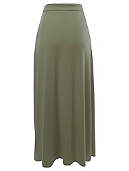 A2Y Drawstring Waist Side Pockets Rayon Maxi Skirt