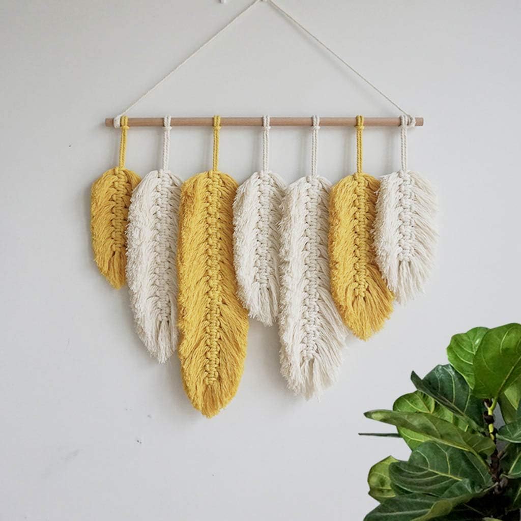 QIMO Macrame Wall Hanging Woven Decor - Modern Bohemian Farmhouse Wall Art Tapestry Decor for House, Apartment, Dorm Room,Party Decorations, Wedding, Wall Ornament