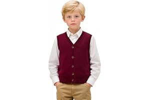 Yanmucy Boys Girls Knitted Vest V-Neck Sleeveless Knitwear Sweater School Uniform Matching Shirt Jumper for Kids 5-14 Years