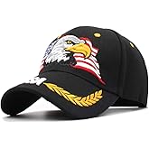 Anna-Kaci USA American Flag Patriotic Eagle Hawk Embossed 3D Adjustable Velcro Baseball Caps Hats