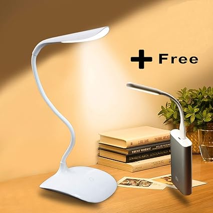 Smartone rocklight Table lamp LED Light Rechargeable with 3-Brightness Level for Student Reading Light for Study with Emergency Portable USB Light (White)
