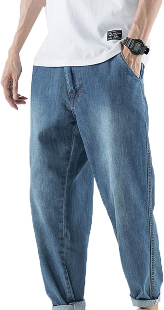 Amazon 大きいサイズ パンツ レギュラー スエット メンズ デニム風 着痩せ 美脚 九分丈 ポケット付き 春夏 秋冬 ゆったり 快適 おしゃれ カジュアル コーデ代 コーデ30代 紳士 ジーパン ストリート 旅行 登山 ジーンズ 通販