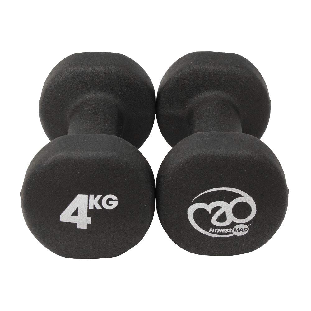Fitness Mad Neo Dumbbells, Weights 0.5kg - 6kg (Pair) (4kg, Black)